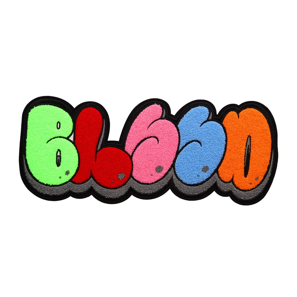 Custom High Quality Colorful Embroidery Letter Logo Iron On Crown Chenille Patches For Clothing