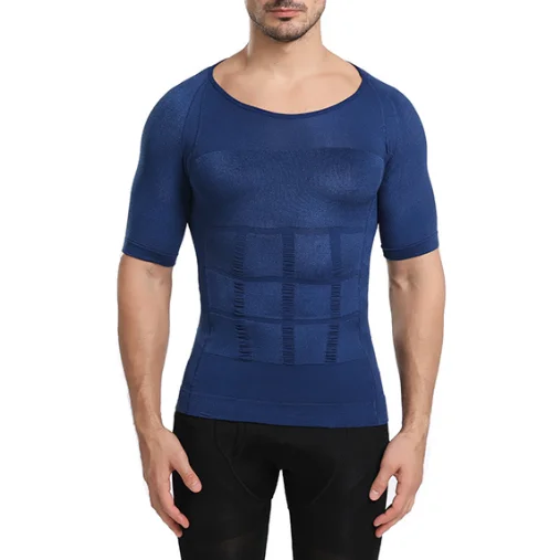 Men Slim Fit Body Shaper Shirt Slimming Vest For Weight Loss T-shirt Men Corset