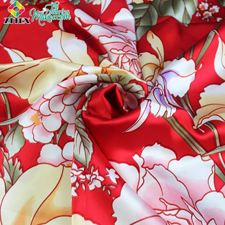 ZTTEX manufacture floral print golden yellow silk chiffon fabric for tie