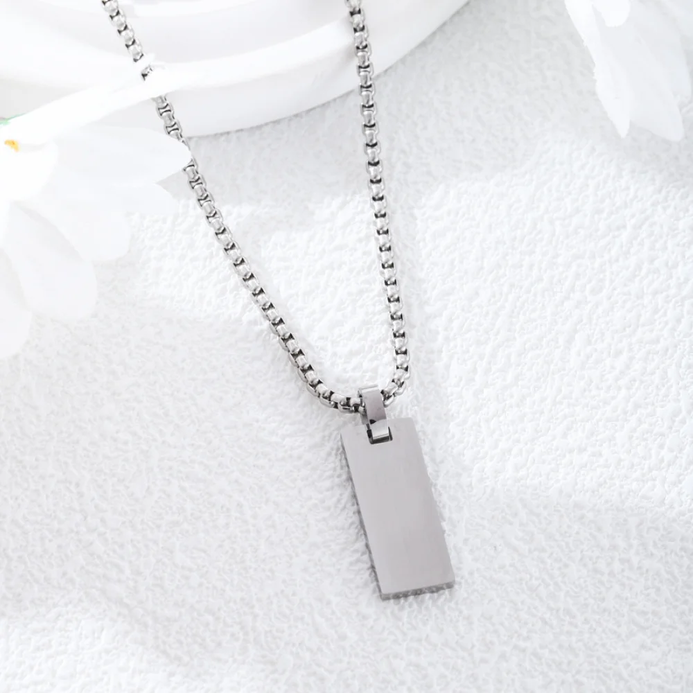 Personalized High Quality Tarnish Free Fashion Jewelry Stainless Steel Rectangle Tags Engraving Logo Custom Pendant Necklace