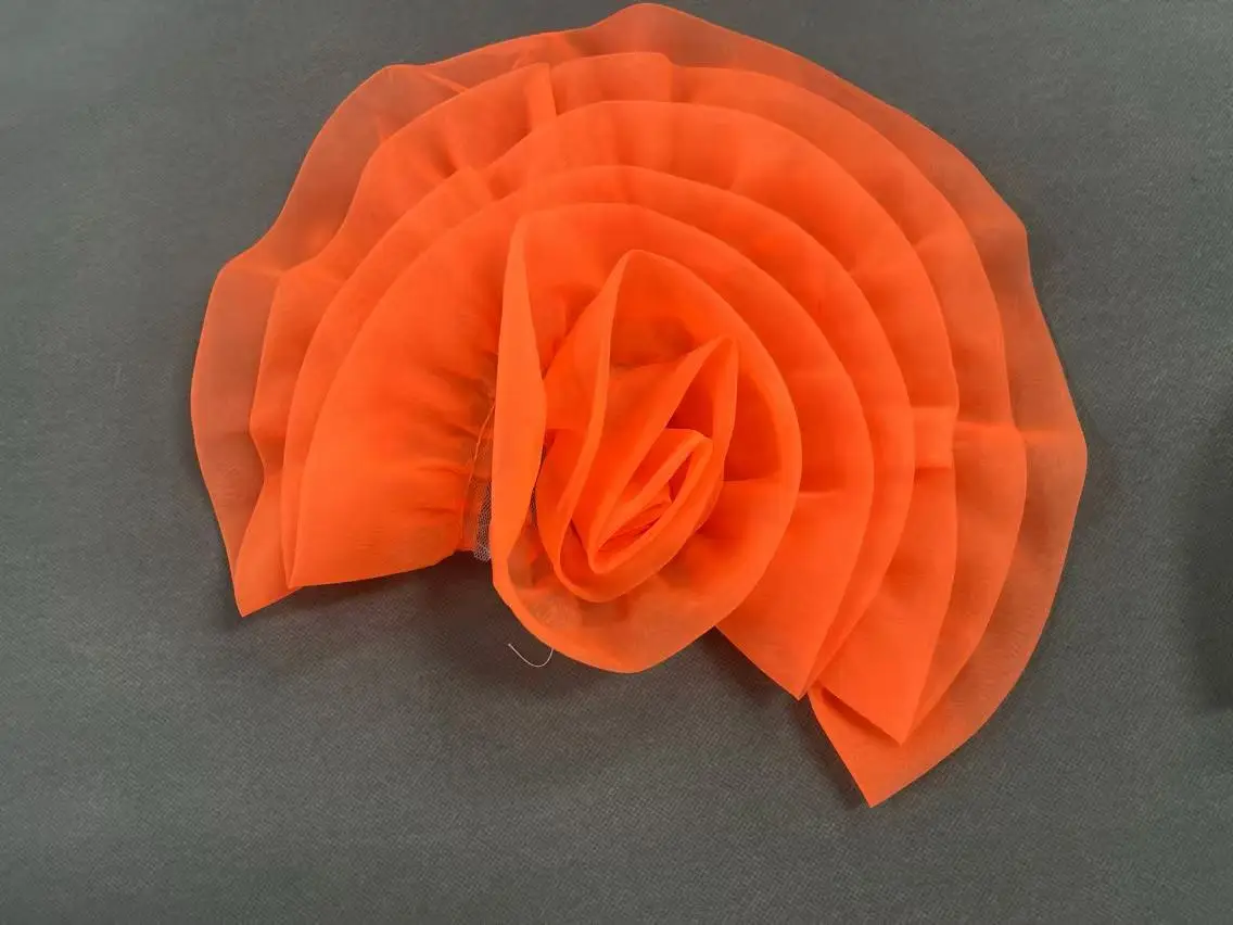 ZSY Fashion 3D Organza Rose Flower Patch DIY 3D Artificial Flower Chest Flower Sewing Applique Brooch Accessories For Dress
