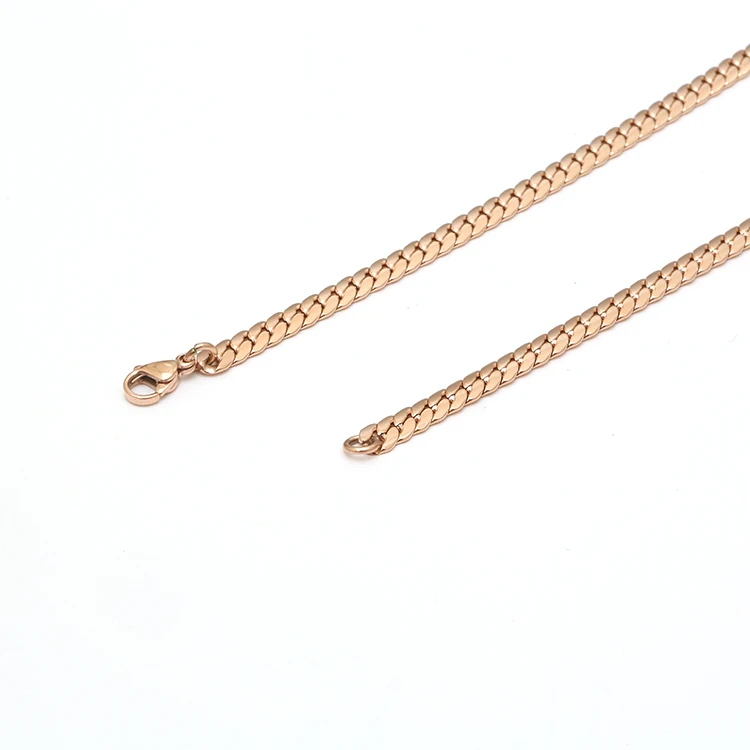 Simplicity Party Gift Jewelry Stainless Steel Plating Gold Flat Snake Chain Choker Necklace