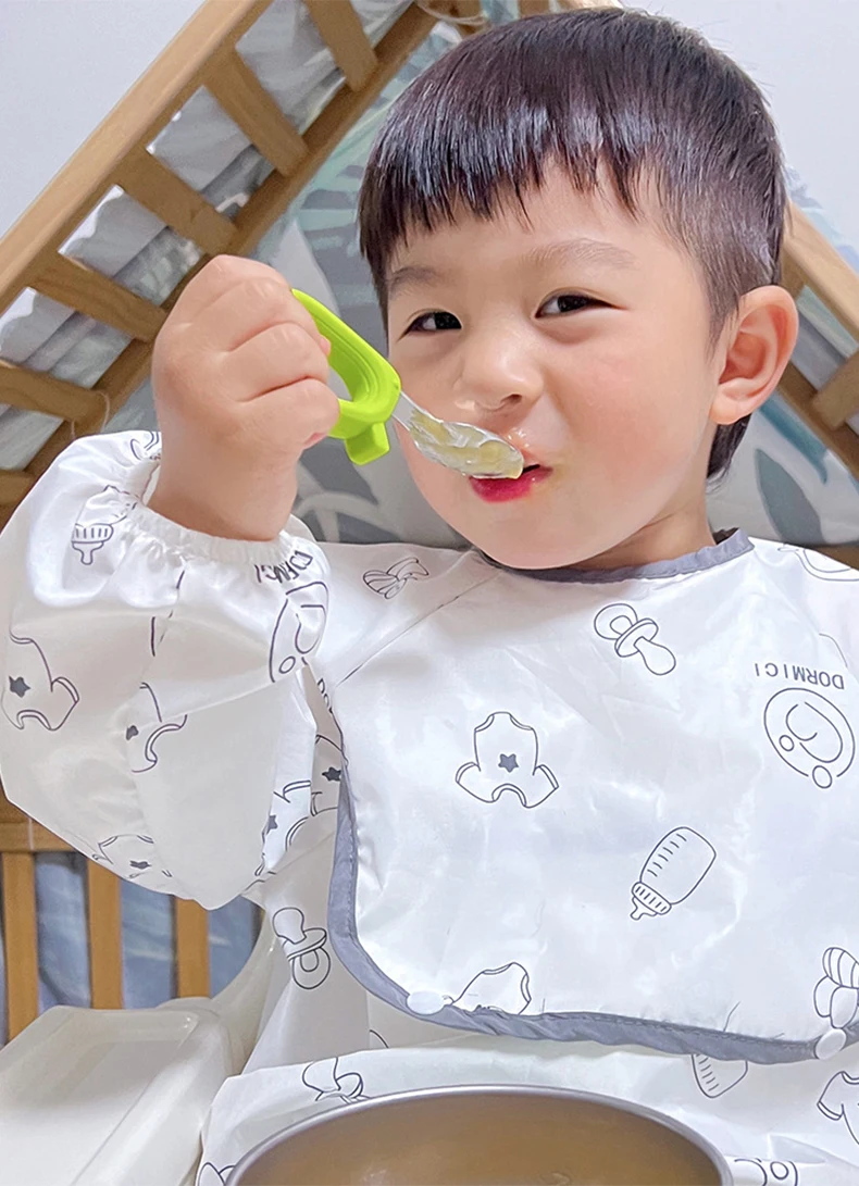 2024 Leafree Newest Design Nature Silicone Metal Handle Spoon Fork Set Weaning Baby Cutlery Feeding Tableware for Baby Kids