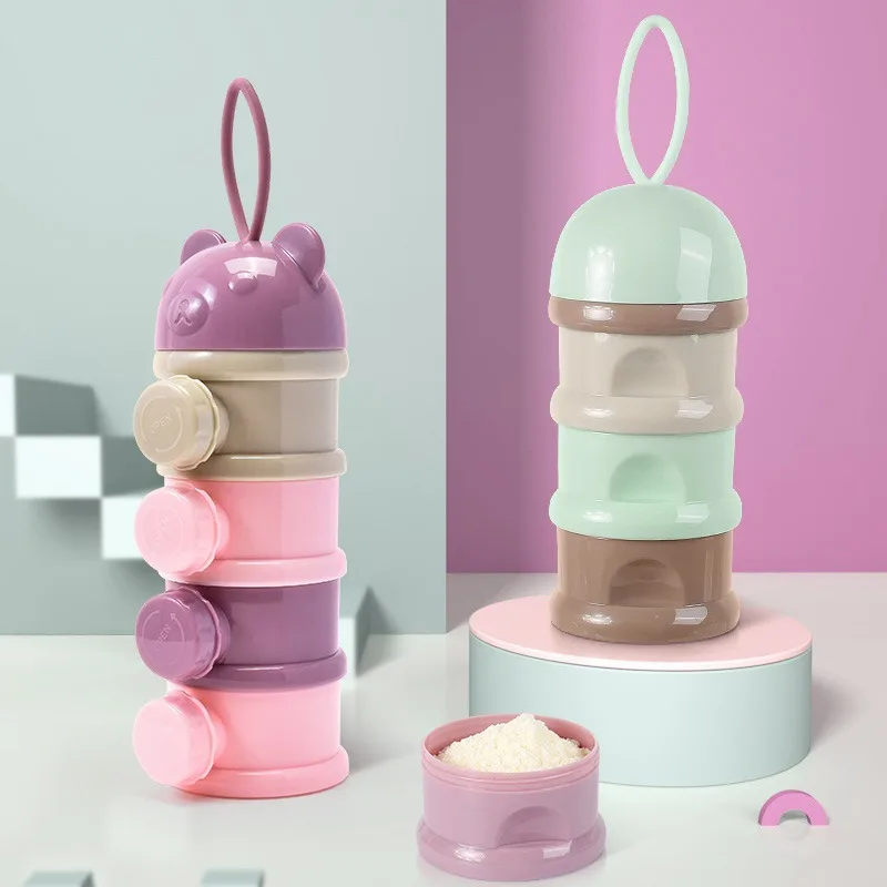 Portable Formula Dispenser Snack Storage Box With Independent Layered Sealing Stackable Formula Dispenser