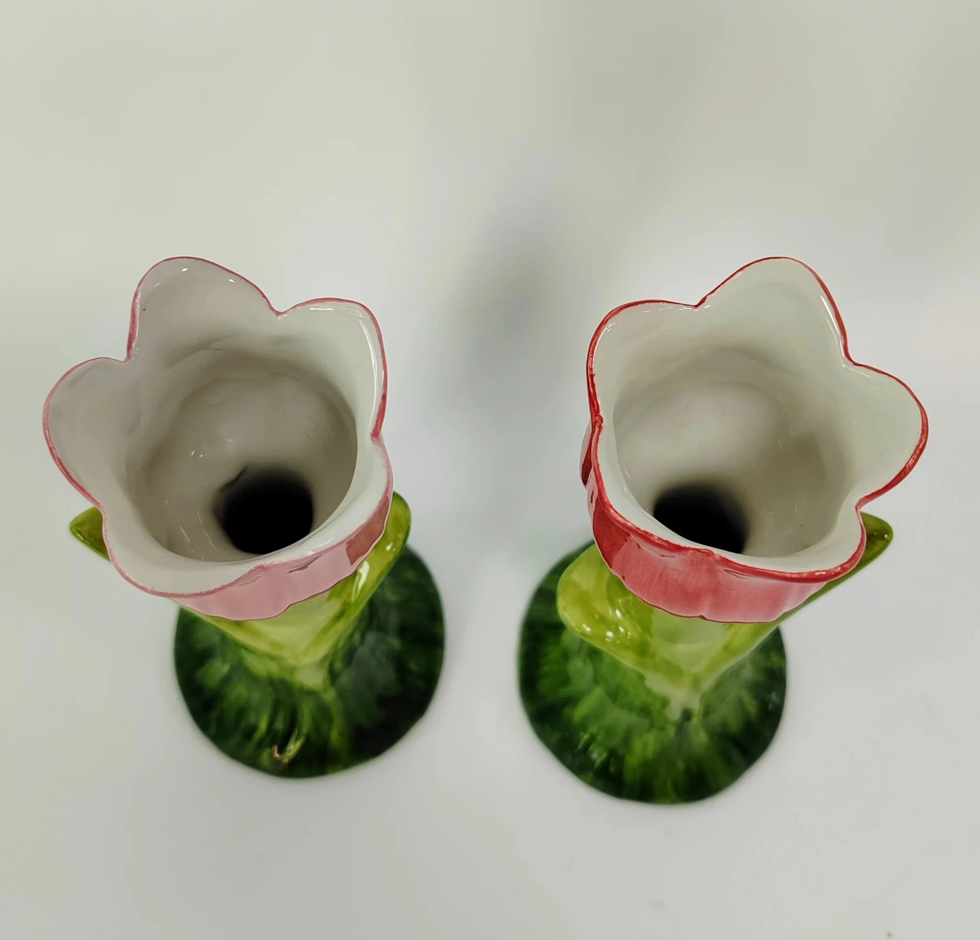 Hand painted Tulip candlestick ornament ceramic vase tangerine flower ware home decoration