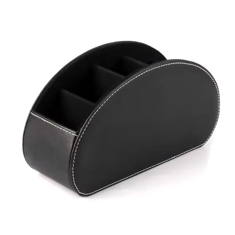 Multi-functional luxury PU leather remote control box holders home decor customs logo make up desk organizer