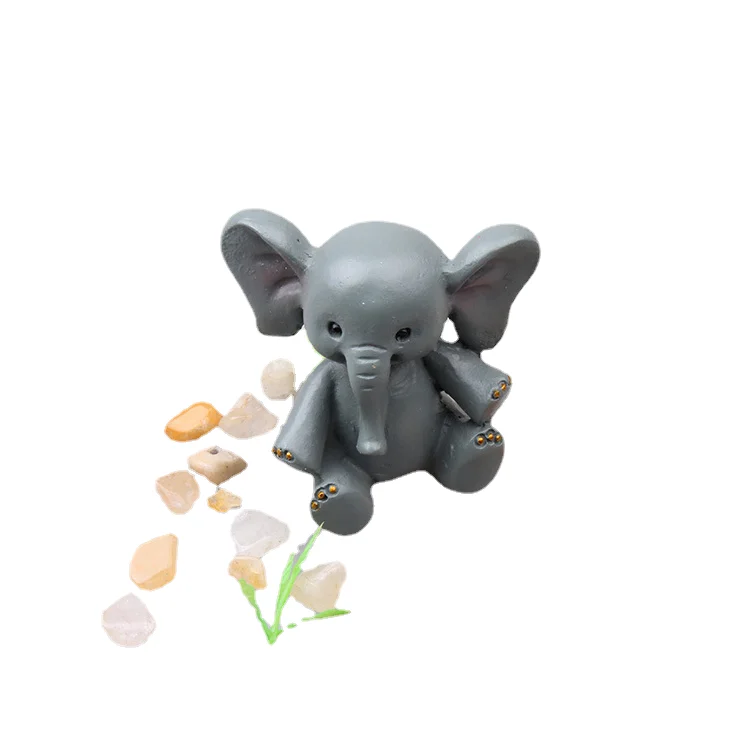 quyingqiu Resin Forest animal Cute little elephant scene succulent flower pot accessories psychological sandplay