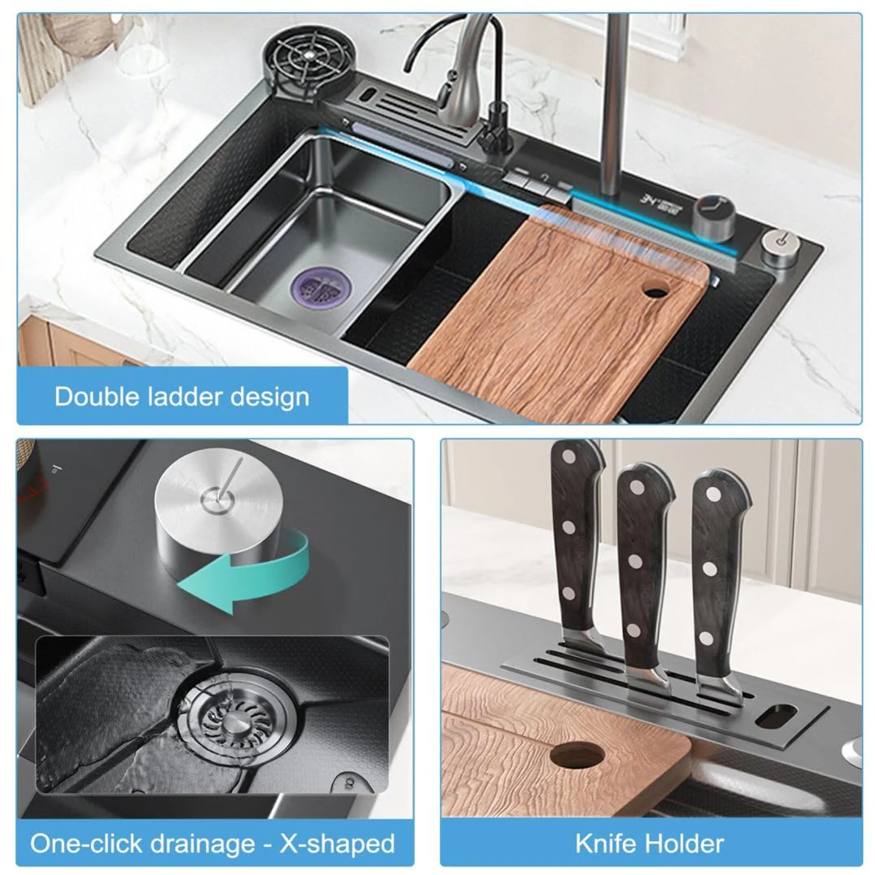Single Kitchen Sink 304 Stainless Steel Silver Carton Box Square 3Mm Modern Kitchen Faucet Kitchen Sink fregadero de la cocina