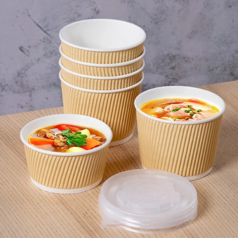 Wholesale Take Out Kraft Paper Food Container Eco Friendly Soup Paper Bowl Disposable Lunch Box For Food Packaging