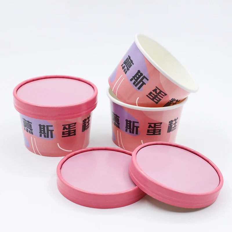 Manufacturers double PE disposable ice cream paper bowl ice cream paper cup thick yogurt bowl cake cup wholesale