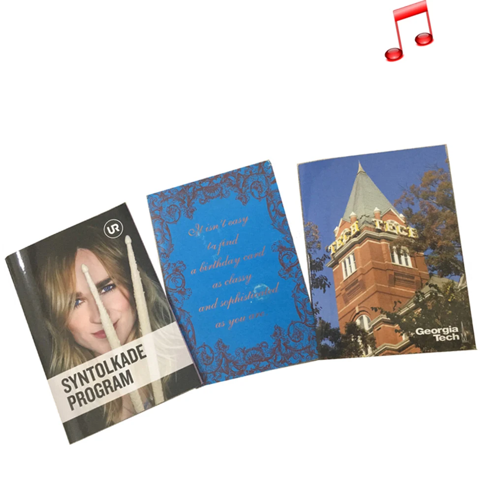 celebration souvenir card music greeting personalized Europe, 2 sides printing music card