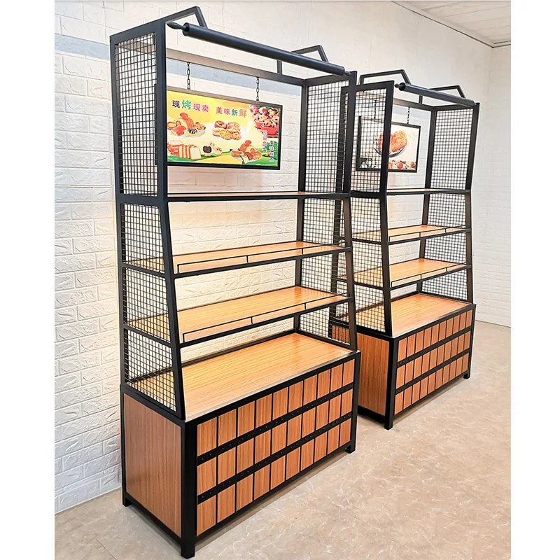New Arrival Food Grade Aluminum Shelf Interior Design Service Bakery Equipment Bread Food Shop