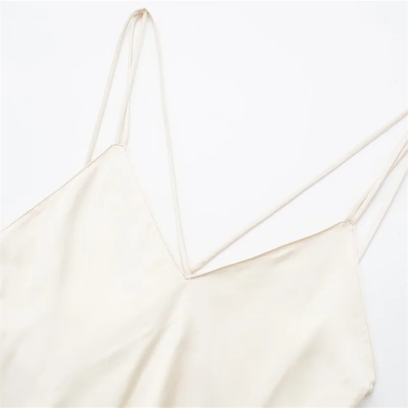 PB&ZA 2023 spring new sexy V-neck thin sling shoulder strap silk satin texture underwear dress Vestidos Mujer 2746840