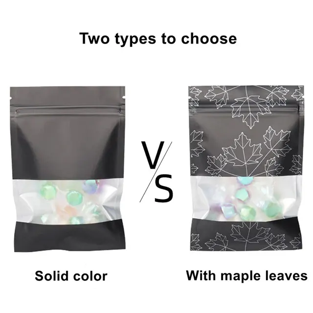 Matte Small 3 Sides Seal Flat Zipper Pouch Food Packaging Resealable Ziplcok Bag With Window For Candy Snack Tea Nuts