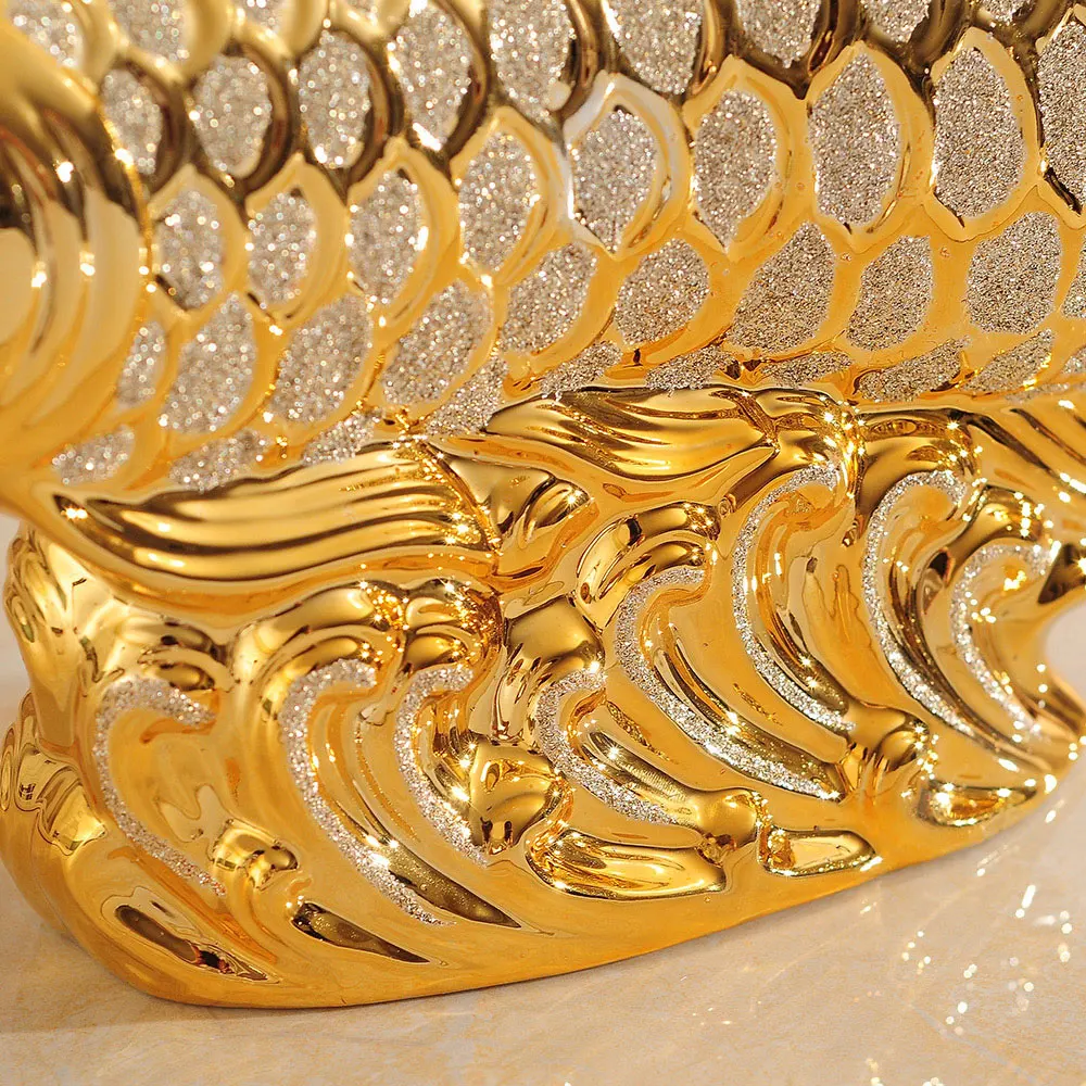 Creative Home Decorations Golden Arowana Ceramic Sculptures for Living Room Desktop Decorations