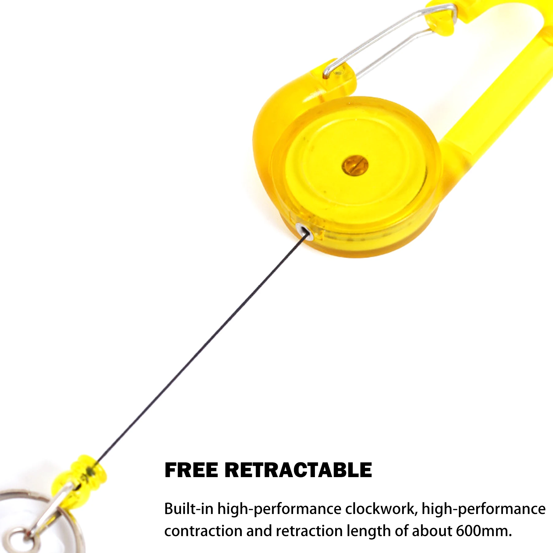 Heavy Duty Retractable Pull Id Reel Badge Lanyard Carabiner With Clip Colourful Shell String Design Keyring Retractable Keychain