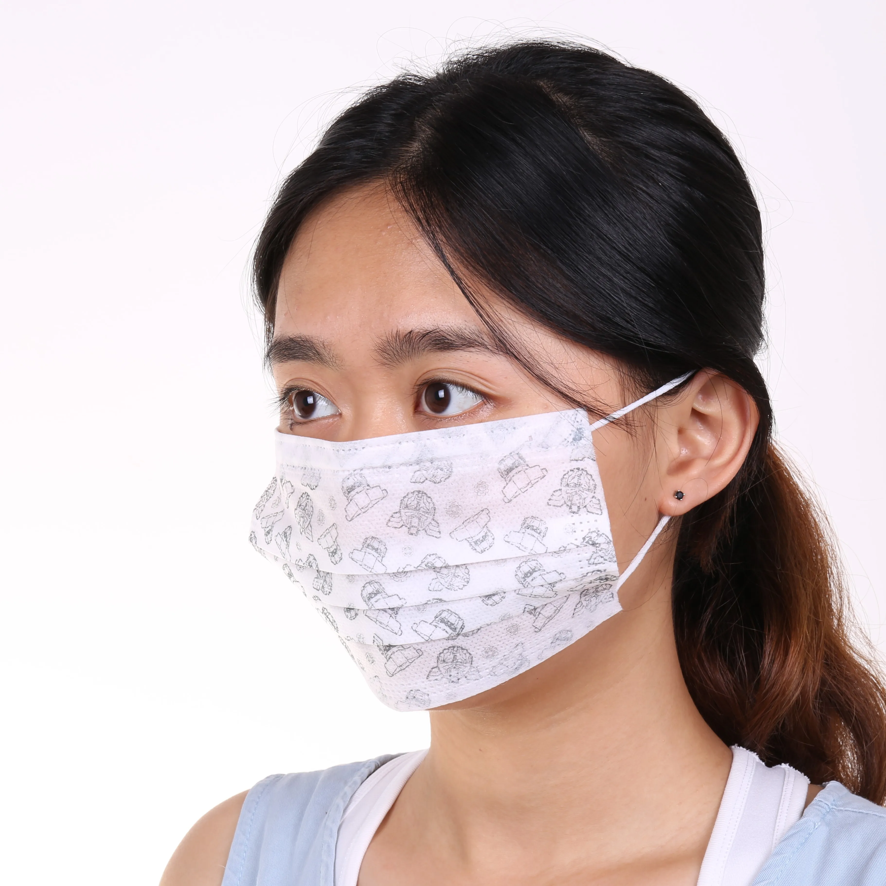 Manufacturer cheap disposable pattern pink 3 ply printed designer face mask camouflage earloop