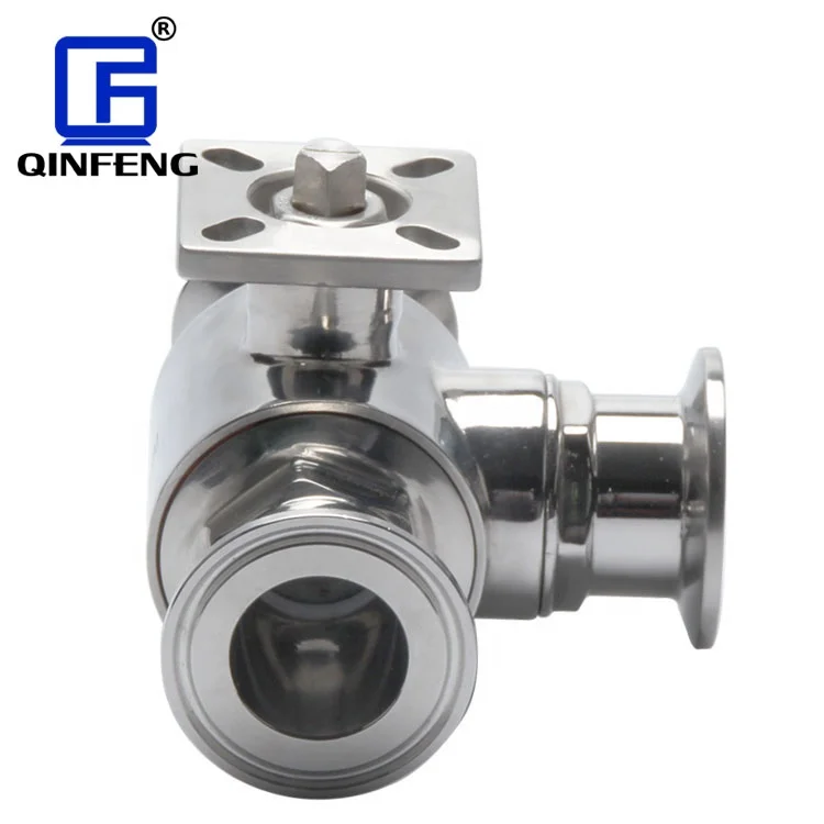 Custom Logo DN15 316L 3Way High Platform Sanitary Pressure Control Three-Way Three Way Stainless Steel Valves 3 Way Ball Valve