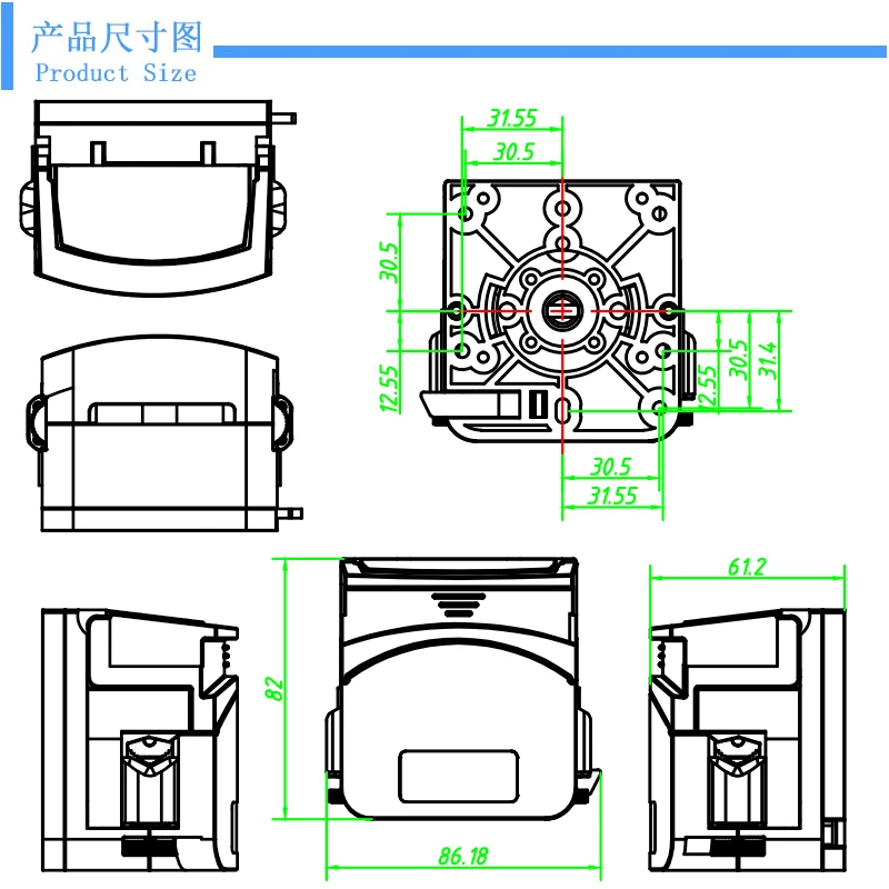 4 rollers 314D Peristaltic Pump for Normal saline clamshell Peristaltic Pump Head  medical hospital dispensing peristaltic pump