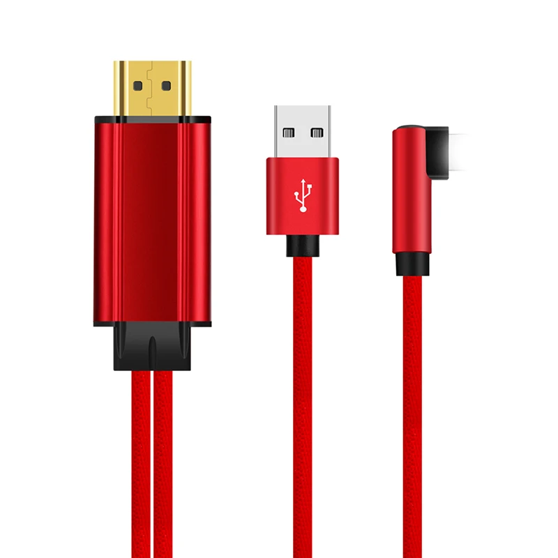 1080P Аудио Видео кабели 90 градусов Легкий кабель для мобильного телефона к HDMI адаптеру