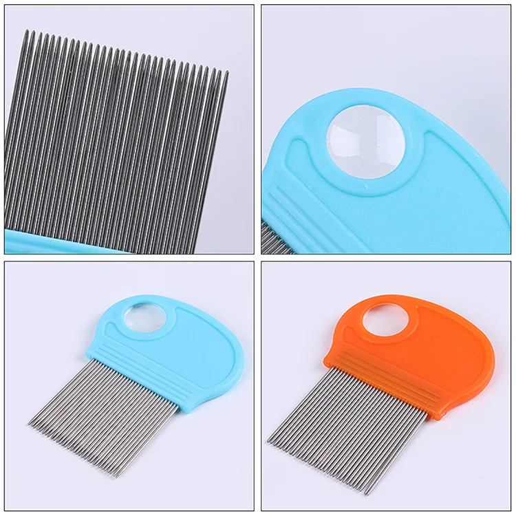 Pets hair lice bugs remove brush comb,stainless steel metal nit lice flea cat dog comb