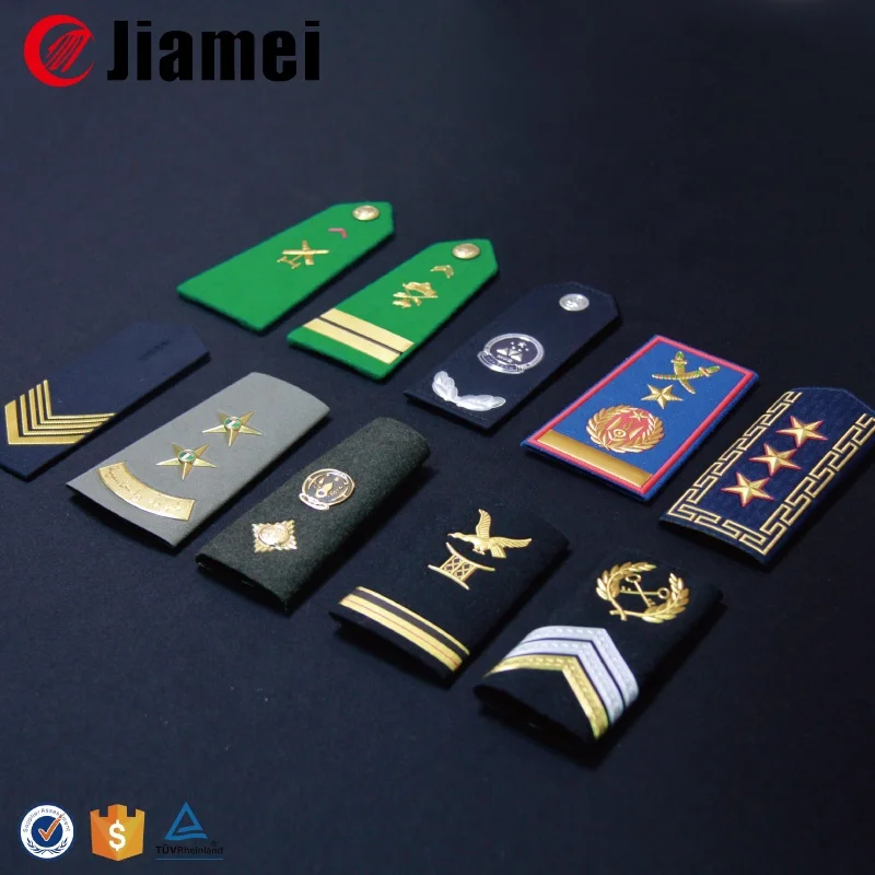 Custom Military Uniform Epaulette Shoulder Badge Collar Badge Wholesales from China Factory Jiamei Army Security Silicone Free
