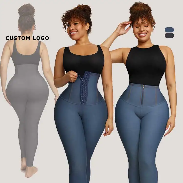 Custom Logo 3 Color High Waist Waist Trainer Workout Gym Leggings for Women Fitness Adjustable Hooks Tummy Trimmer Yoga Pants