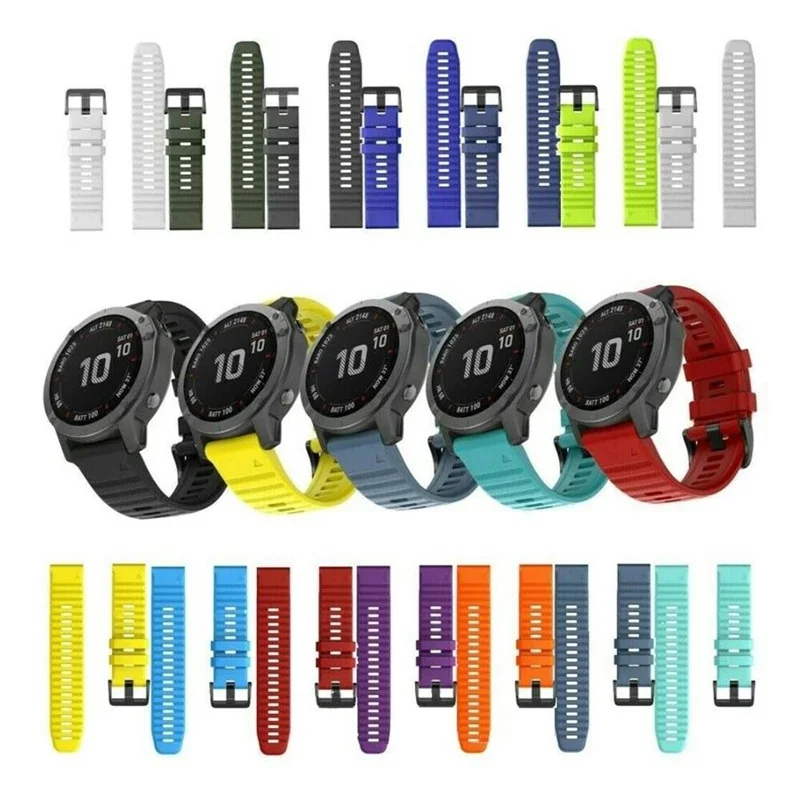 Силиконовый браслет для смарт-часов Garmin Fenix 6 6S 6x7x7 Pro 5 5X 5S 3HR 955 с сапфиром на солнечной
