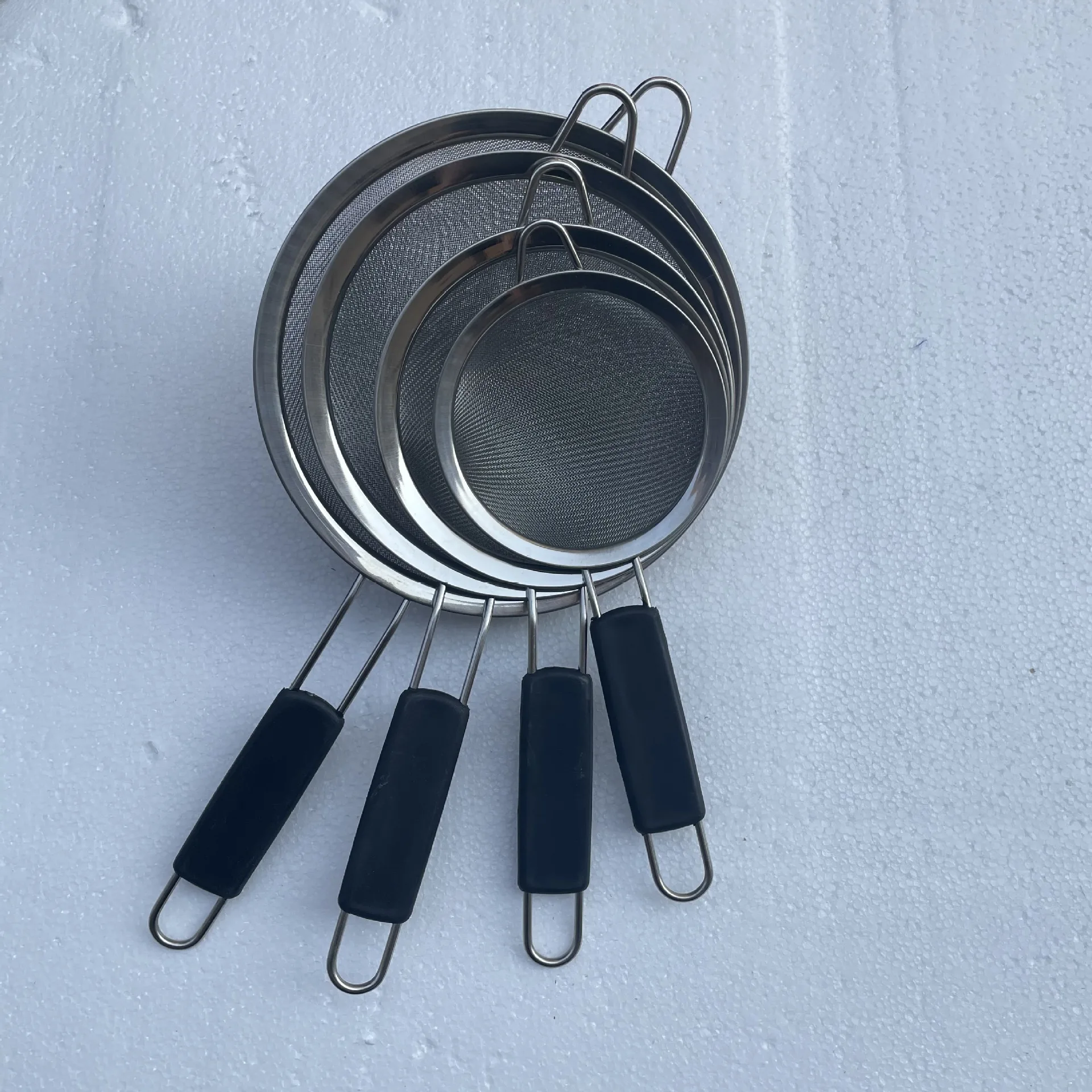 Stainless Steel Kitchen Utensils Cooking Oil Skimmer Strainer Handheld Fine Mesh Flour Sieve Filter Colander