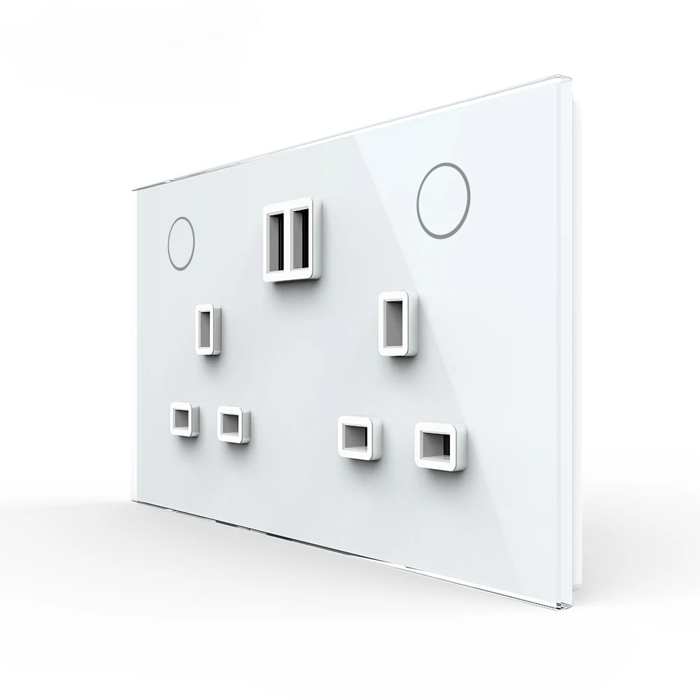 Настенный выключатель Livolo стандарта Великобритании, двойной сенсорный, USB розетка 13 а