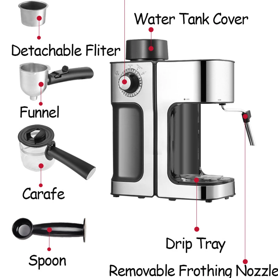 Home office small coffee machine Semi-automatic steam milk foam integrated fancy Italian coffee machine