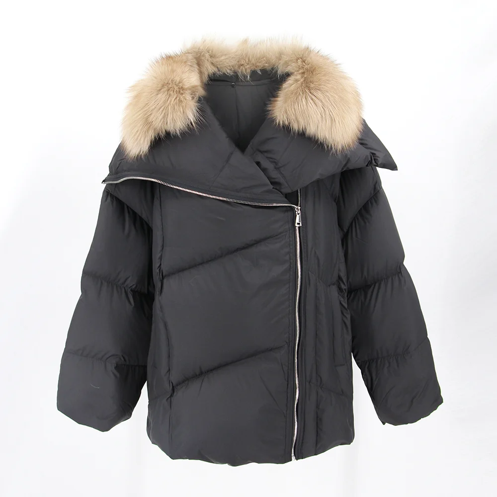 QIUCHEN QC22099 2022 New Ladies Winter Warm 90% Goose Down Coat With Real Fox Fur Collar Thick Jacket