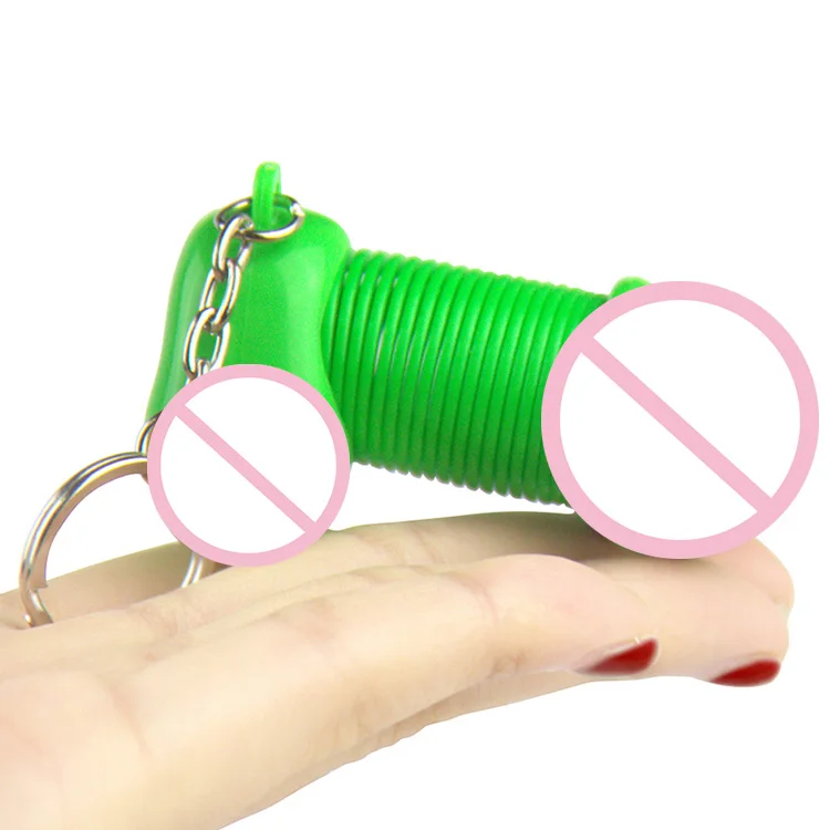 Wholesale Hot Sale Green Plastic Keychain Multiple Materials Green Plastic Carving Mini Dildo Keychain For Gift