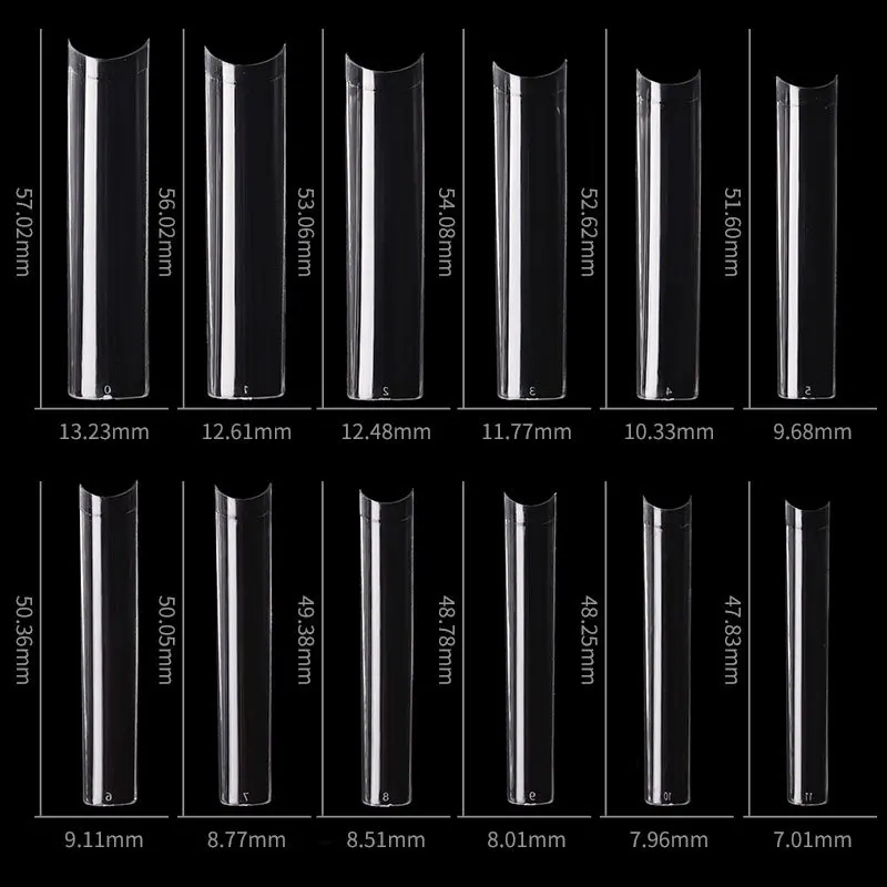 500pcs Easy Tapered Long Clear S XL XXL XXXL Straight No Non C Curve Square Nail Tips For Nails