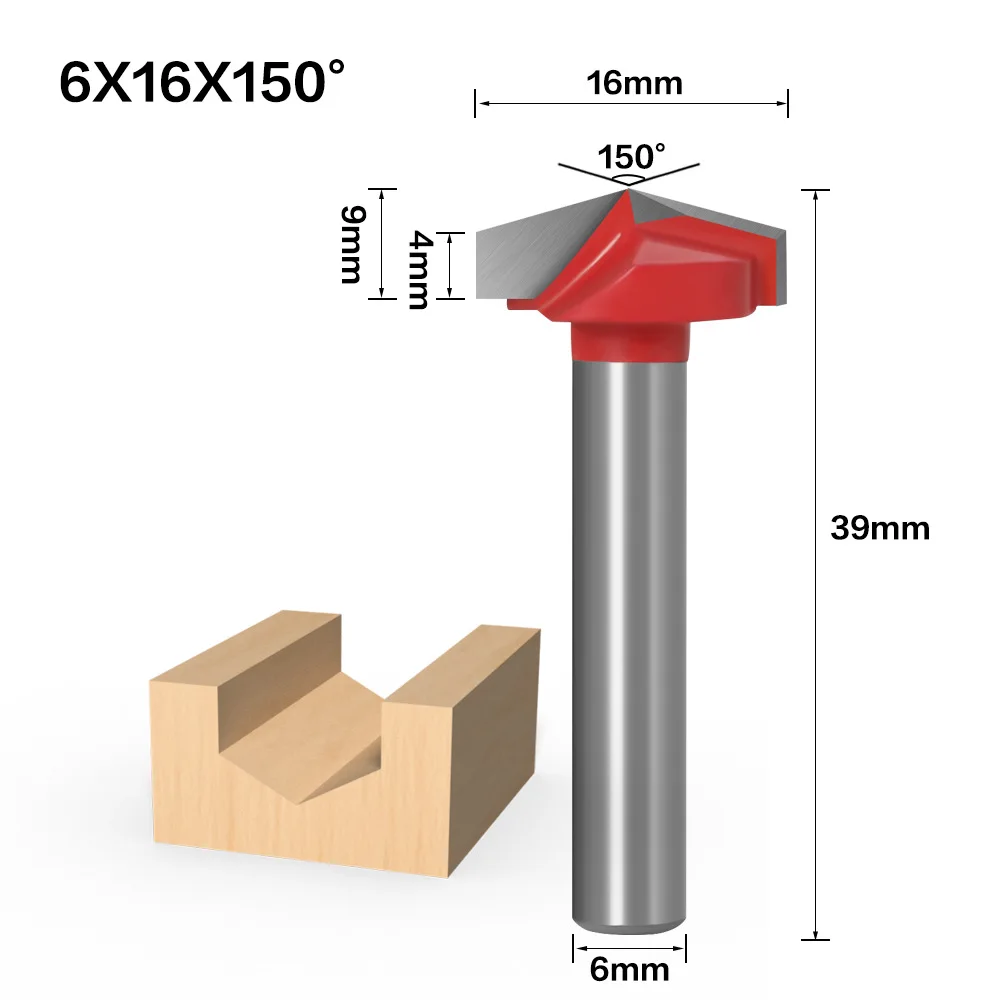 Hot Sale V-type Woodworking Milling Cutter With 8mm Shank 3d Cutter Computer Engraving Slotting Tungsten Steel Alloy Cutter