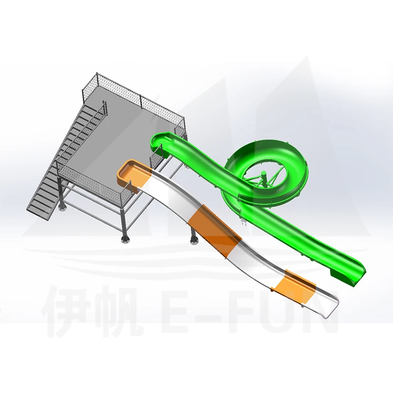 Outdoor Equipment EFHT-A189 Slide Water Rides Design Swimming Pool Fiberglass Professional 3D Slide Body: 6-8mm; Flange: 8-10mm
