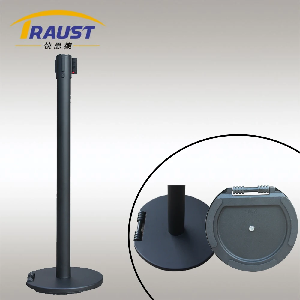 Traust airport stainless steel crowd control public guidance systems queue pole Q up stand retractable belt barrier stanchions