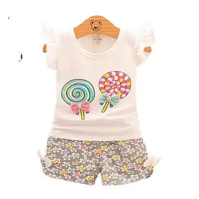 Summer lollipop cute cartoon t shirt pants suit infant girl clothes for babies newborn