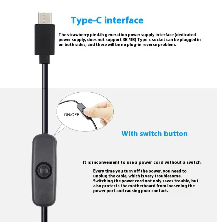 DC5V 3A adapter EU UK US AU power supply with switch USB Type C