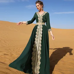 2022 New Design Islamic Arabic Silk Dubai  Muslim Clothing Women Muslim Elegant retro kaftan robe evening gowns Party