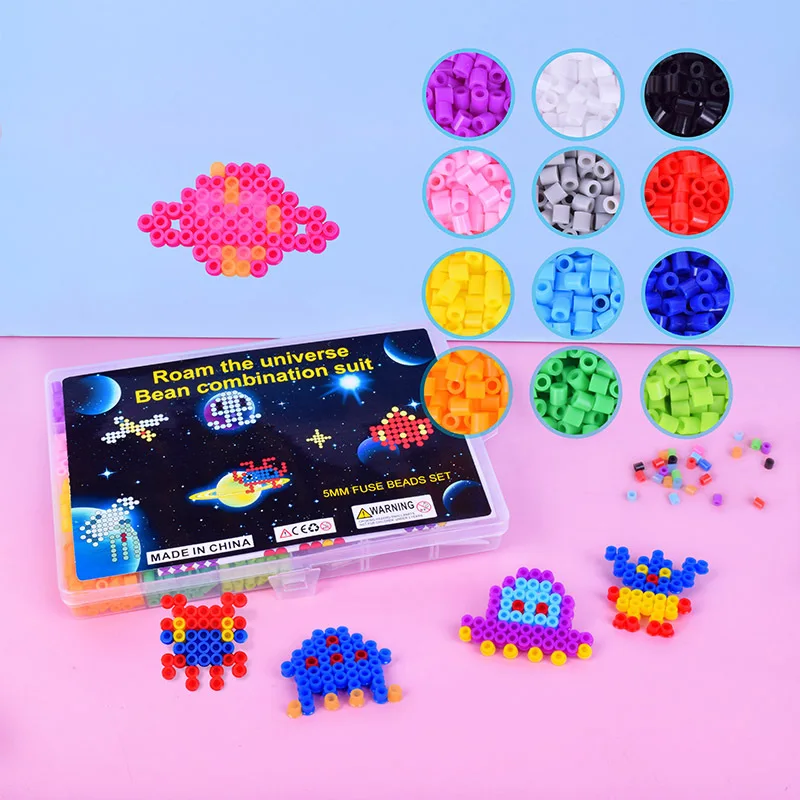 Hot Sell Educational Toys Perler Beads 5mm Diy Plastic Iron Fuse Hama Beads Toys Ironing For Kids