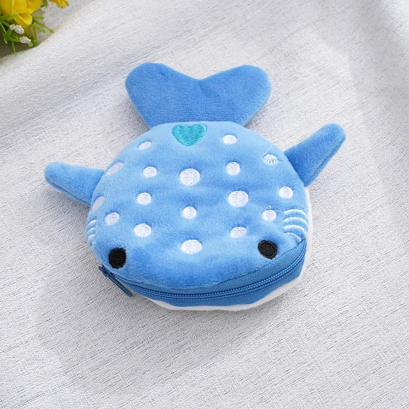 Cute Cartoon Whale Shark Coin Purse Kawaii Wallet Portable Plush Coin Bag Key Earphone Coin Organizer Pouch Zipper Bag Kids Gift