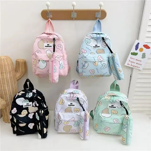 korean version of ins cute cartoon bear girls backpack bags boys soft high quality school bag for age 6 to 12 years