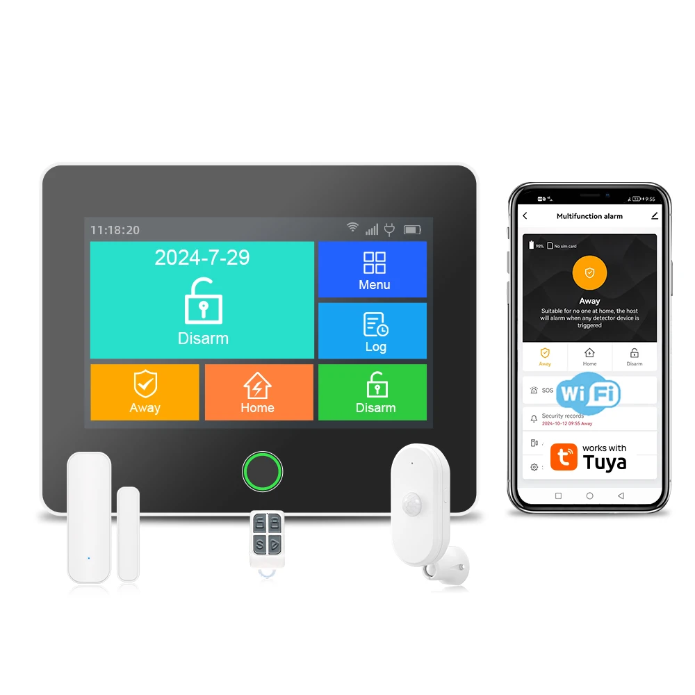 2024 Новый TUYA WIFI + GSM умная домашняя сигнализация Охранная Самозащита продукт 4 3 дюймов сенсорный экран персональная безопасность