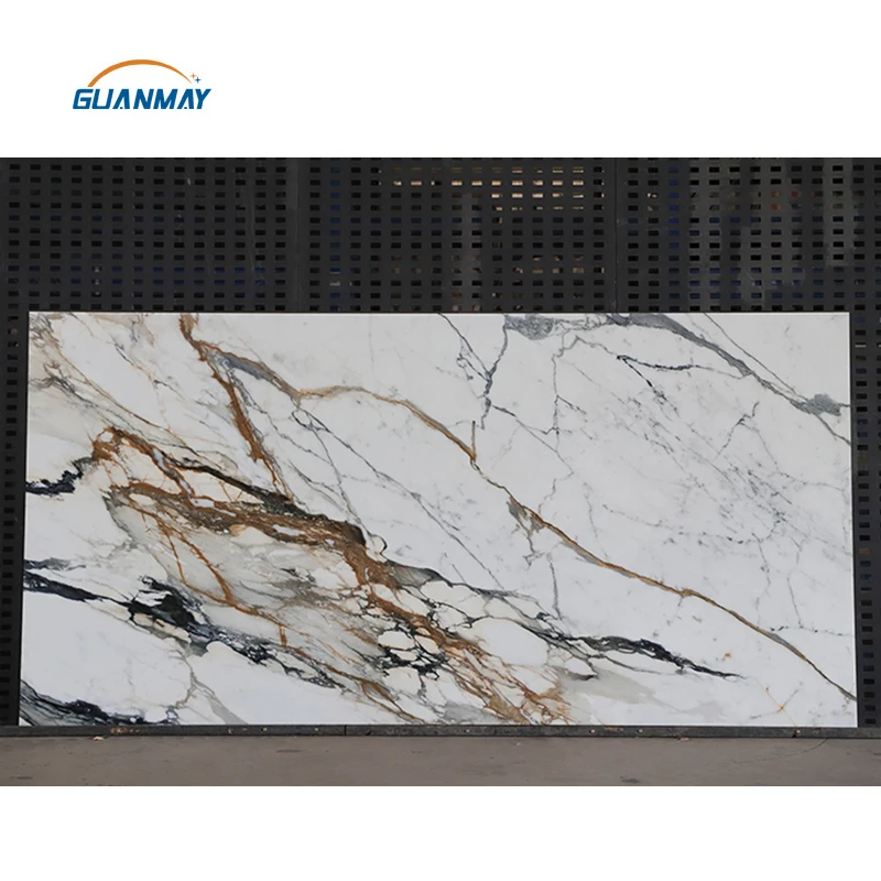 Big Size Floor Wall Tile Large Porcelain Slab Sintered Stone Polished Glazed Calcutta Gold Slabs Tile Sintered Stone Wall Panels