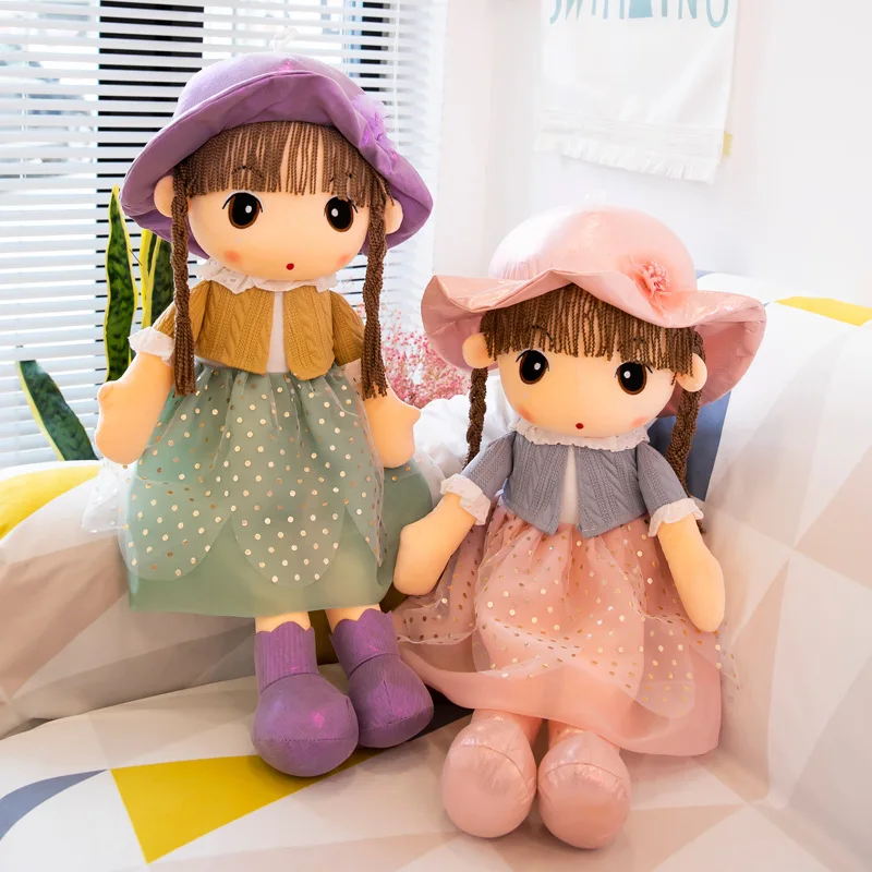 Factory Sale 45cm Cozy Cuddle Soft Baby Fairy Rag Doll Plush Stuffed Toy with Hat Skirt Baby Girls Sleeping Pillow