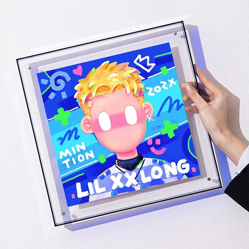 Custom Decoration Photo Frame Modern Colored Floating Picture Frame Neon Shadow Box Display Acrylic Photo Frame