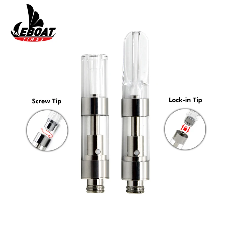 EBOAT Best-Selling 510 0.5ml 1ml Glass Empty Vape E Cigarette CBD Oil Ceramic Coil Atomizer Cartridge CBD Vaporizer Cartridge