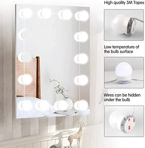 14 Bulb Dimmable Hollywood Makeup Mirror Lights Adjustable Vanity Lighting Fixtures for Full Length Mirror