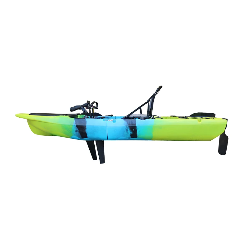 14FT Modular Hard Plastic Kayak with Double Pedal Drive System 1-Person Sit-On-Top Design Single Paddler Ocean Waters Fishing